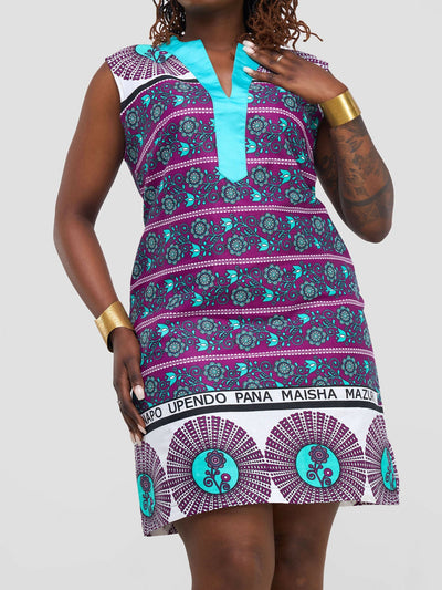 Karay Design Studio Leso Shift Dress - Purple Turquoise - Shopzetu