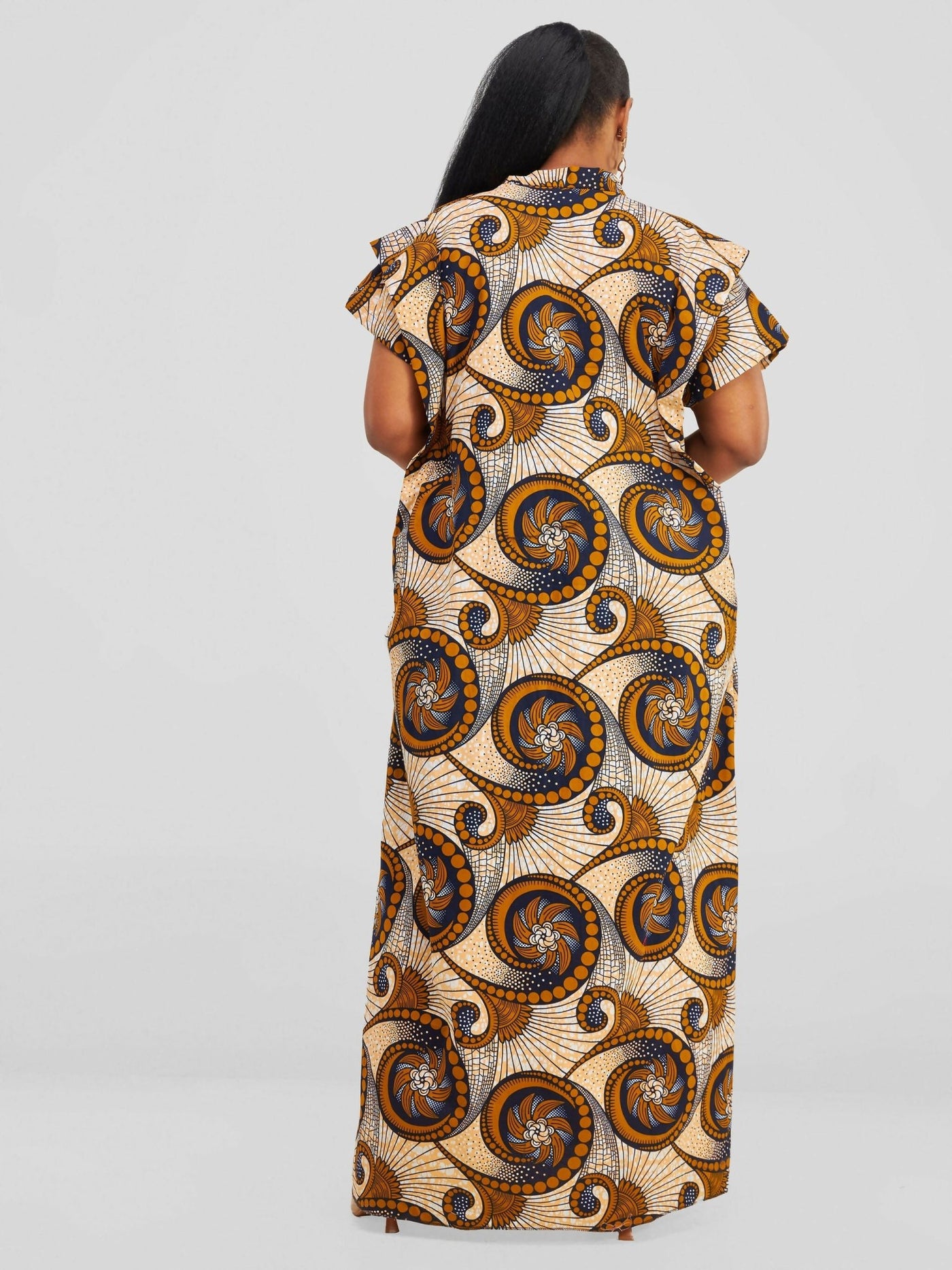 Letaj Fabtory African Boubou Kaftan Dress - Brown - Shopzetu