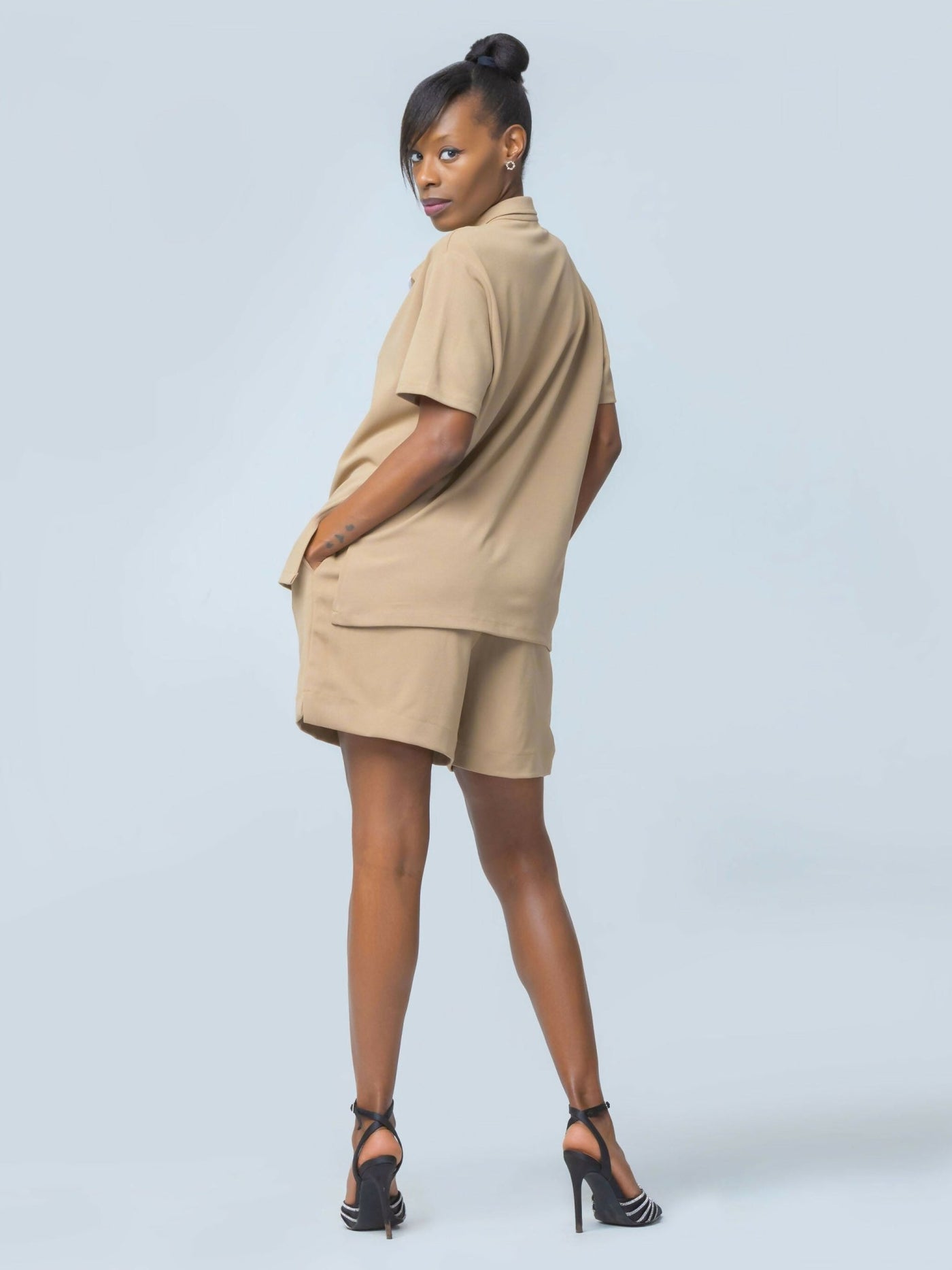 Axarya ZipNouveau For Her Short Set - Caramel - Shopzetu