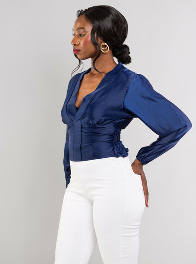 Da'joy Fashions Rochelle Top - Navy Blue - Shopzetu