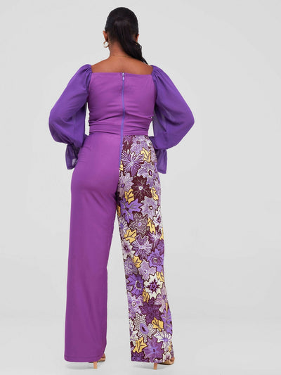 Nefpatra Africa Ankara Barbie Jumpsuit - Purple - Shopzetu