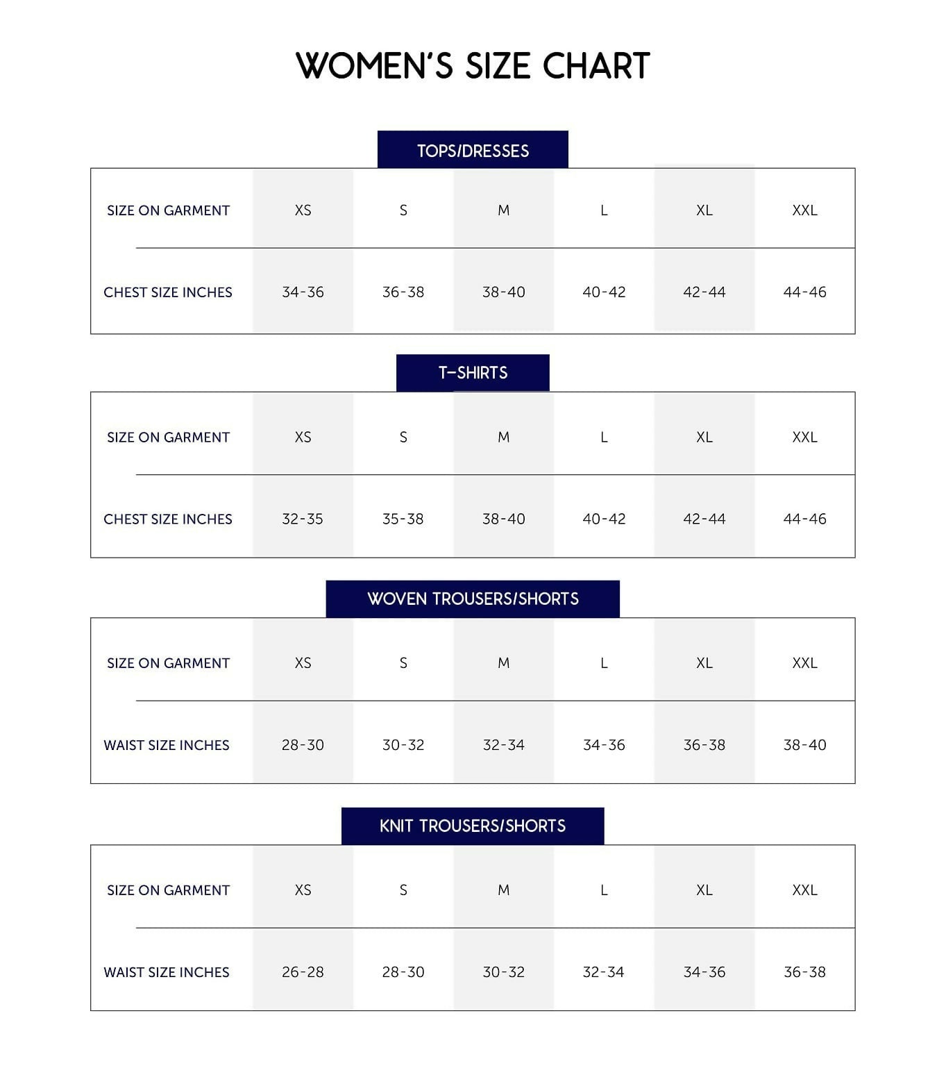 Zuana's Size Chart