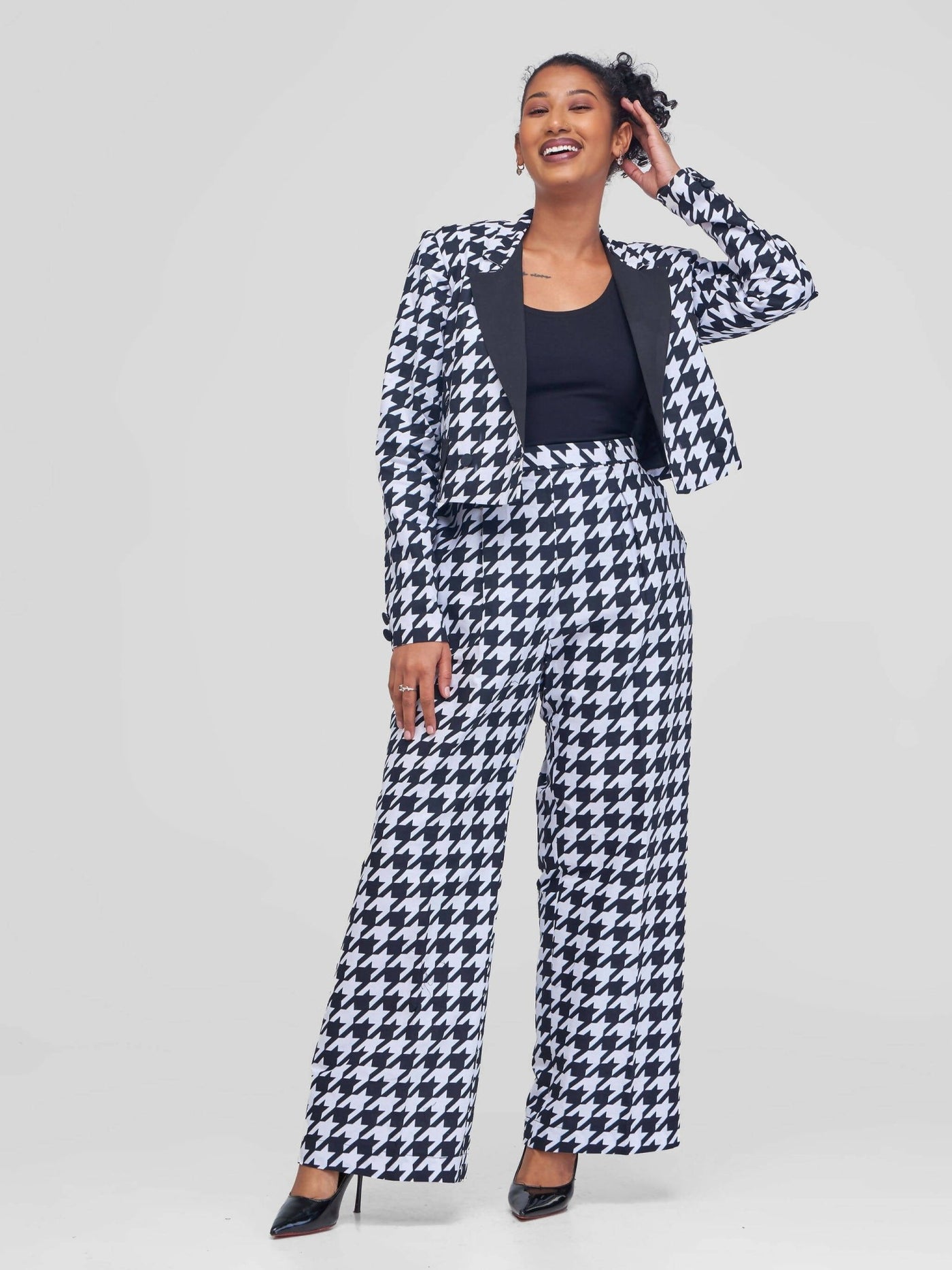 SBV Ankara Pant Suit - White Print - Shopzetu