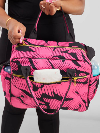 Ankara Artifacts Pink Tolu Bag - Pink / Black - Shopzetu