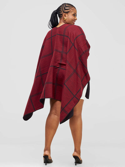 Afrodame Solid Poncho - Maroon