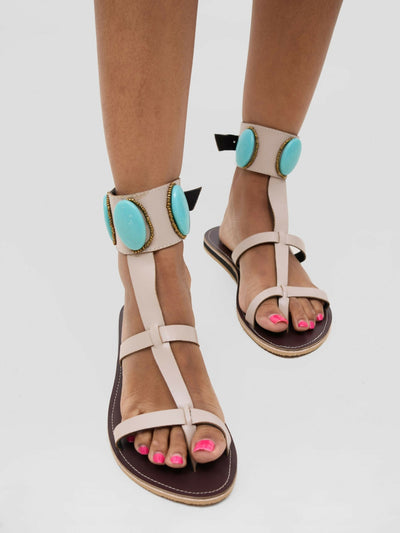 Mtwapa Sandal - Cream / Blue - Shopzetu