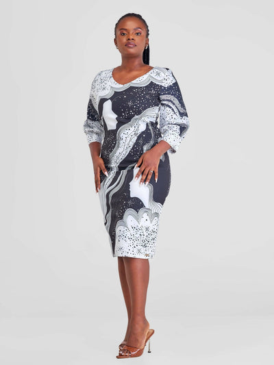 Immaculate Chic Galaxy Print Dress - Black / White - Shopzetu