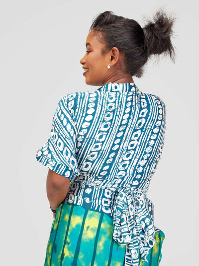 Nefpatra Africa Silk Adire Dress - Green - Shopzetu