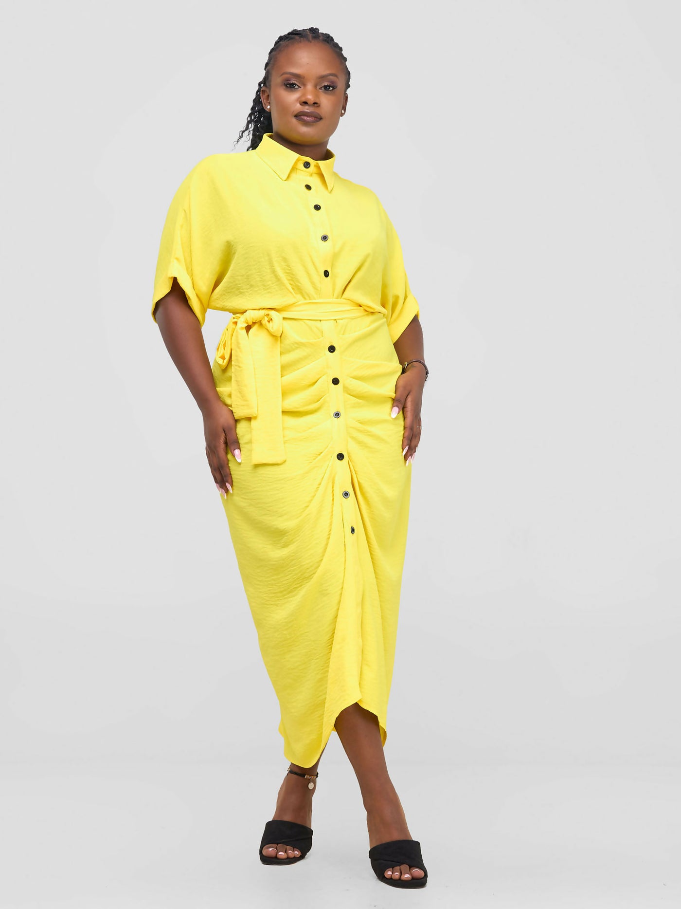 Lizola Vinna Ruched Dress - Yellow