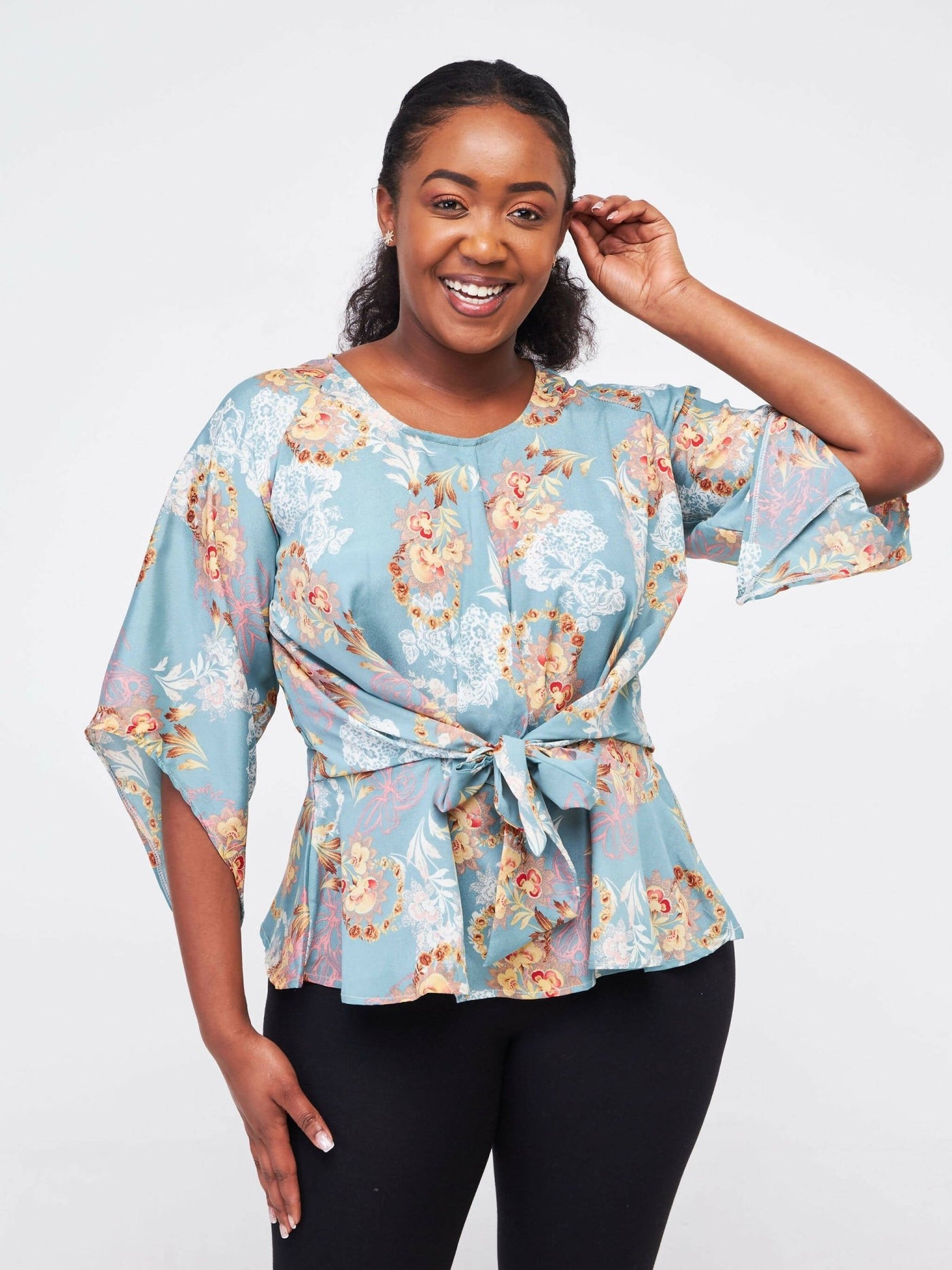 Silk House Collection Kezia - Blue Floral Print - Shopzetu