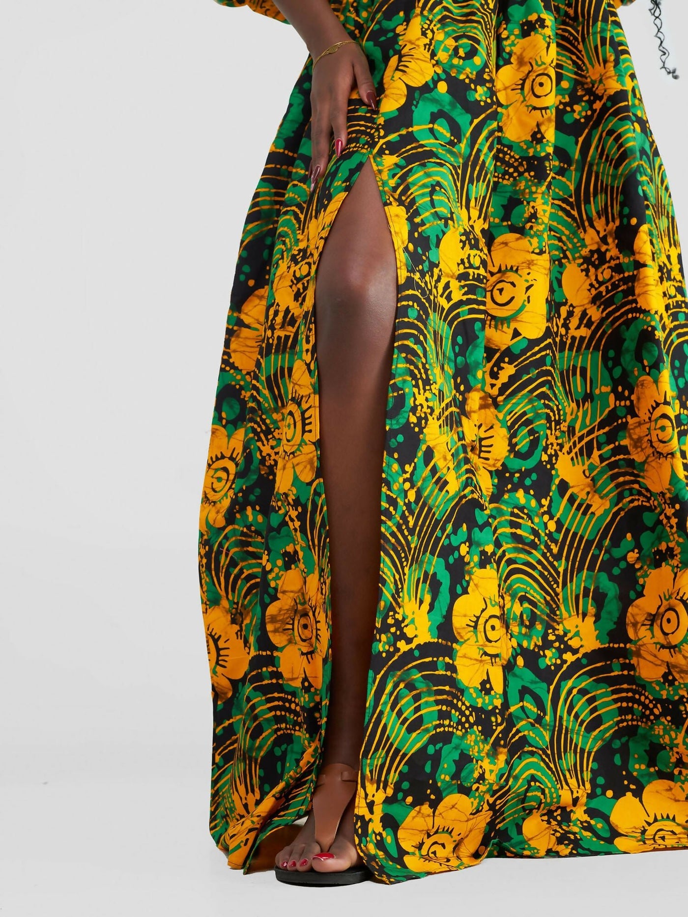 African Yuva Lila African Print Skirt Set - Green / Yellow - Shopzetu