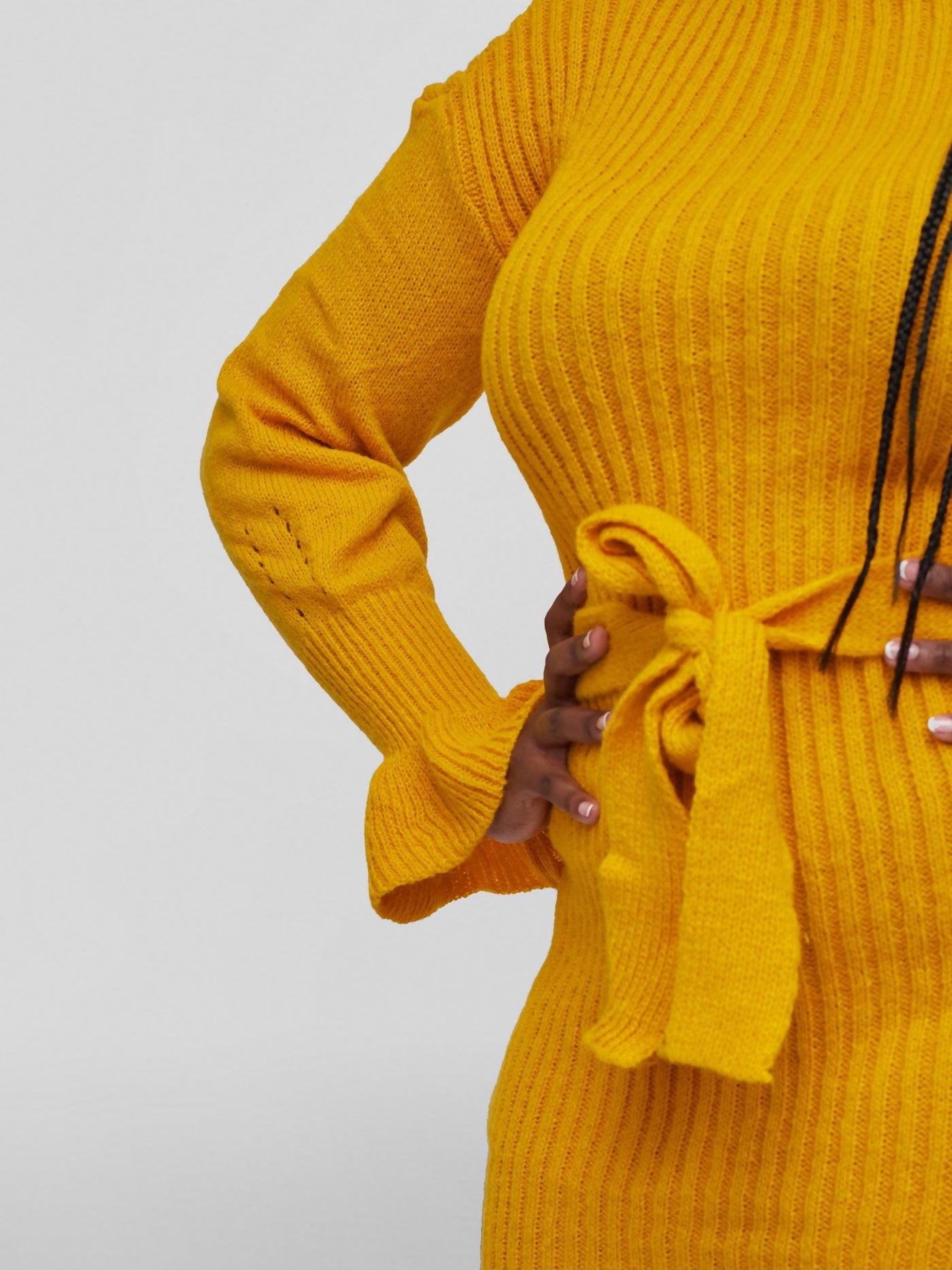 Tuli Nashua Turtle Neck Sweater Dress - Mustard - Shopzetu