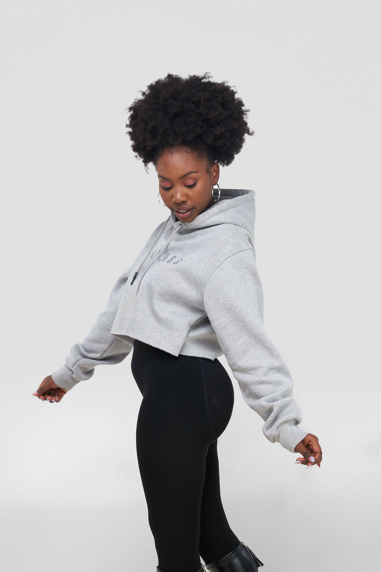 Zia Africa Fearless Crop Hoodie - Grey