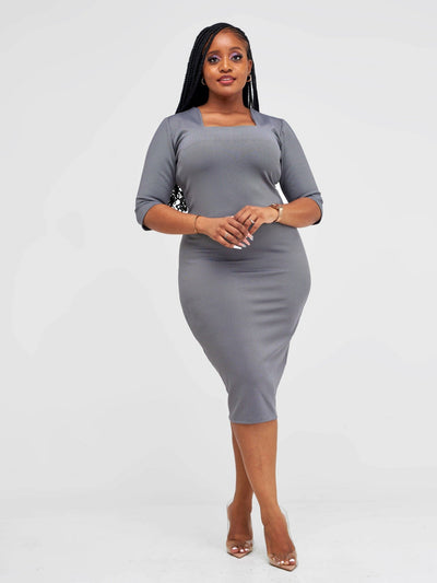 Lizola Aisha Bodycon Dress - Grey - Shopzetu