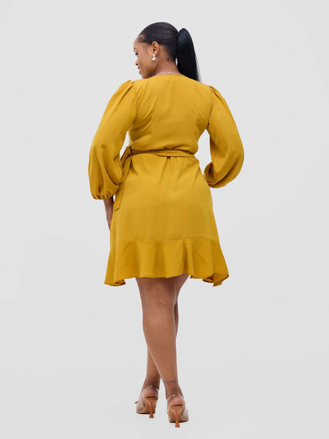 Knee Wrap Dress - Mustard - Shopzetu