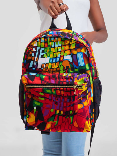 Ankara Artifacts Paint Thandi Backpacks - Multicolored - Shopzetu