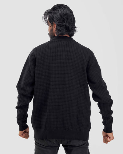Anel's Knitwear Zetu Men's Full Zipped Sweater - Black