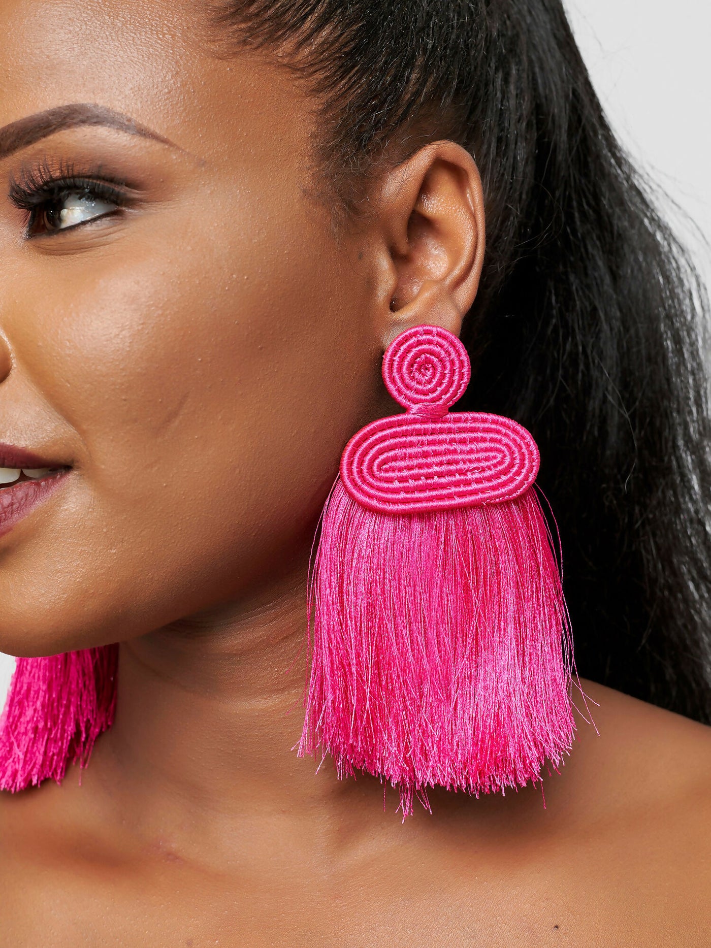 Tuli Liana Tassel Earring - Pink - Shopzetu