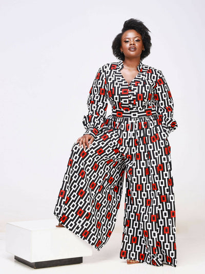 Ancestral House DD Afrocentric Jumpsuit - White Print - Shopzetu