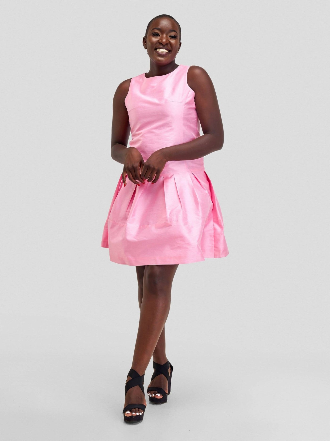 Fauza Design Pinki Raw Silk Balloon Dress - Pink - Shopzetu
