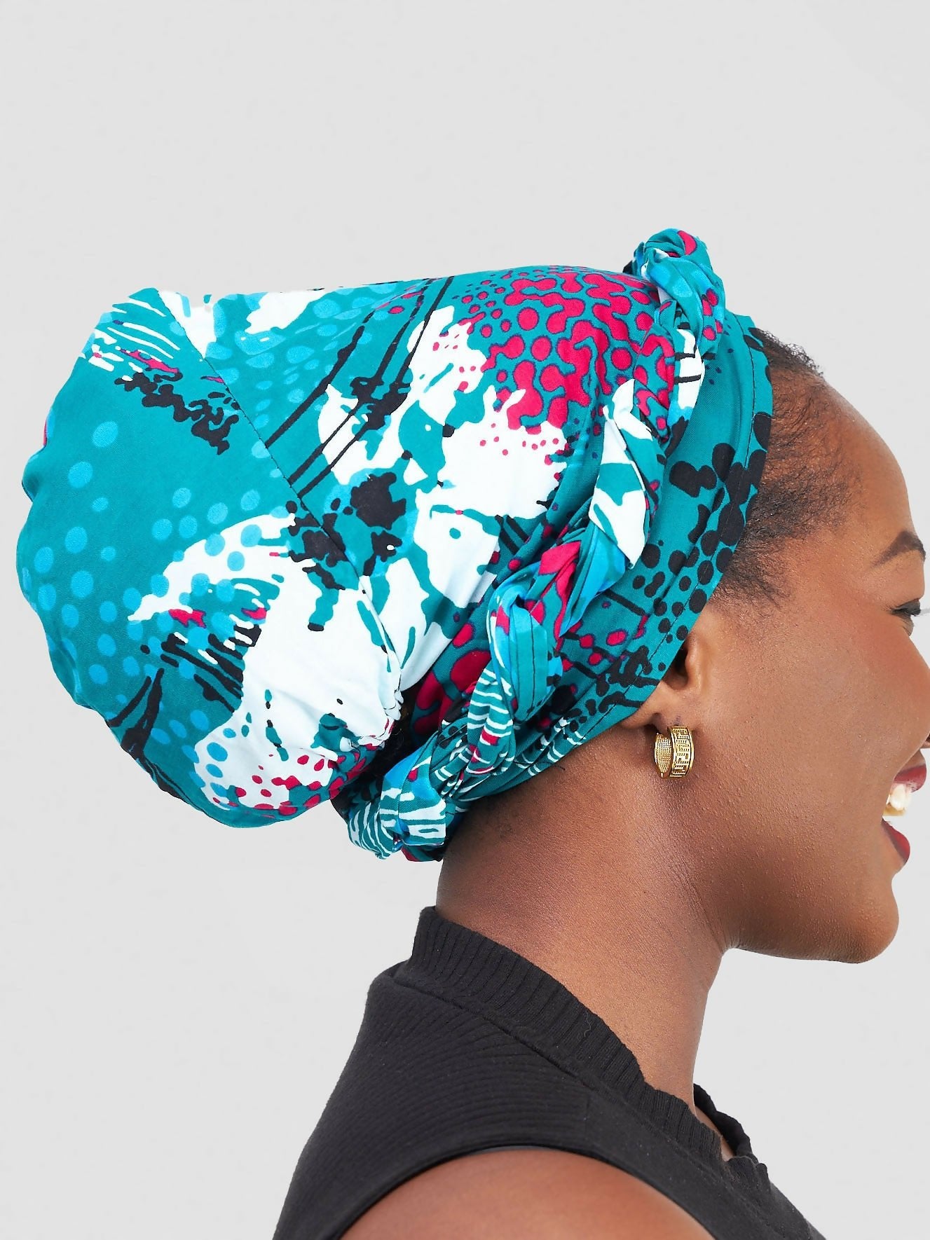 Prettygline Ankara Tamu Headband - White / Blue - Shopzetu