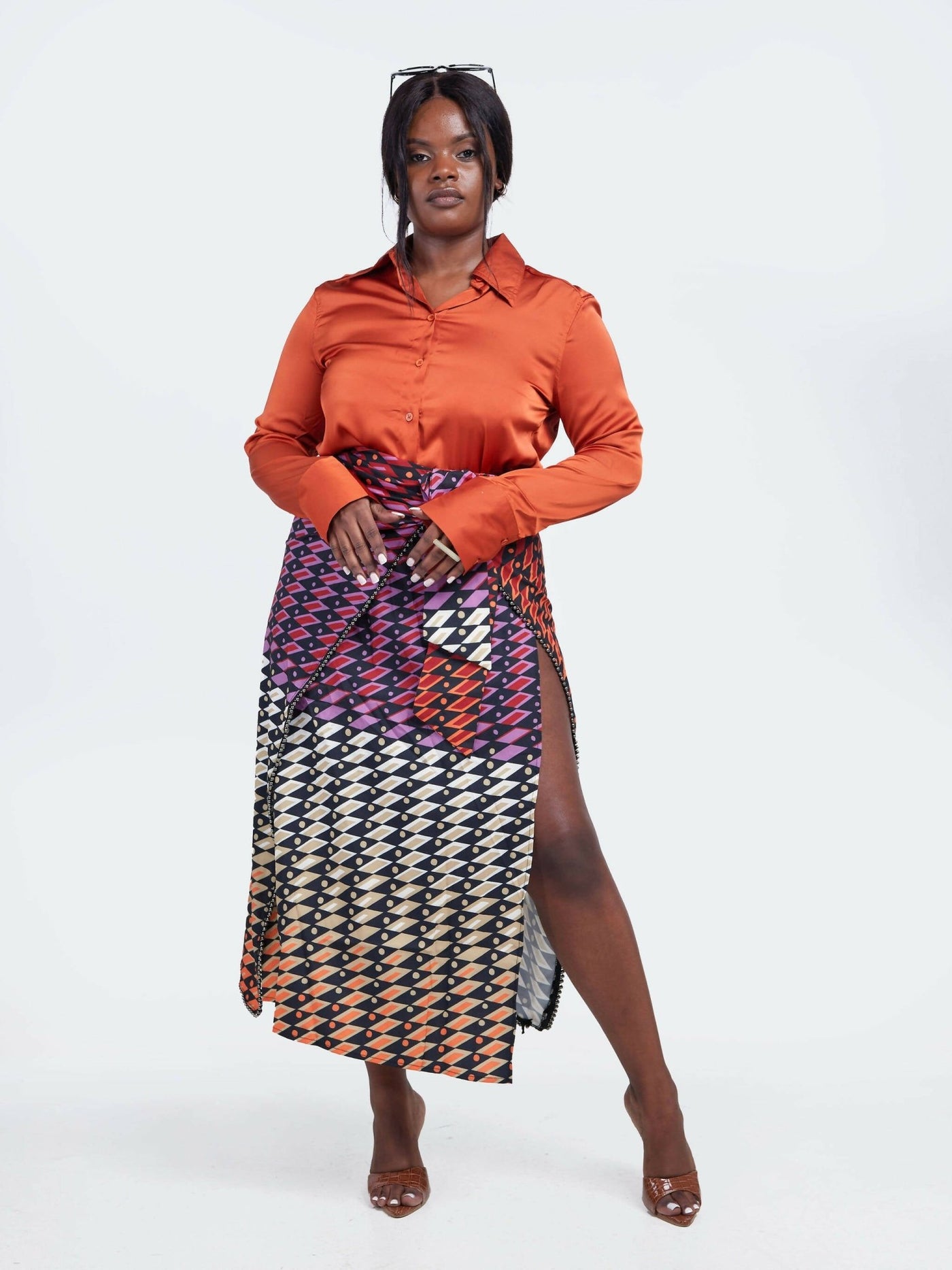 Belle Femme Meet the Parents Skirt Set - Orange - Shopzetu