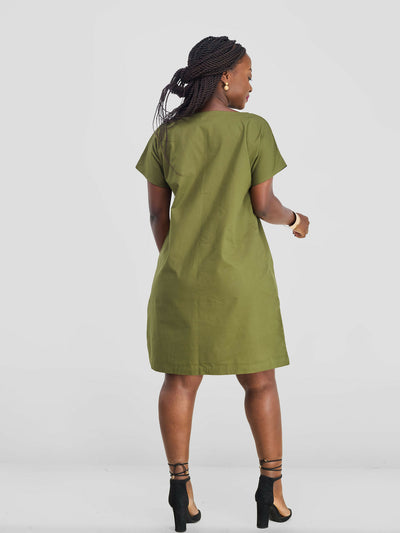 Tree Line Dress - Jungle Green - Shopzetu