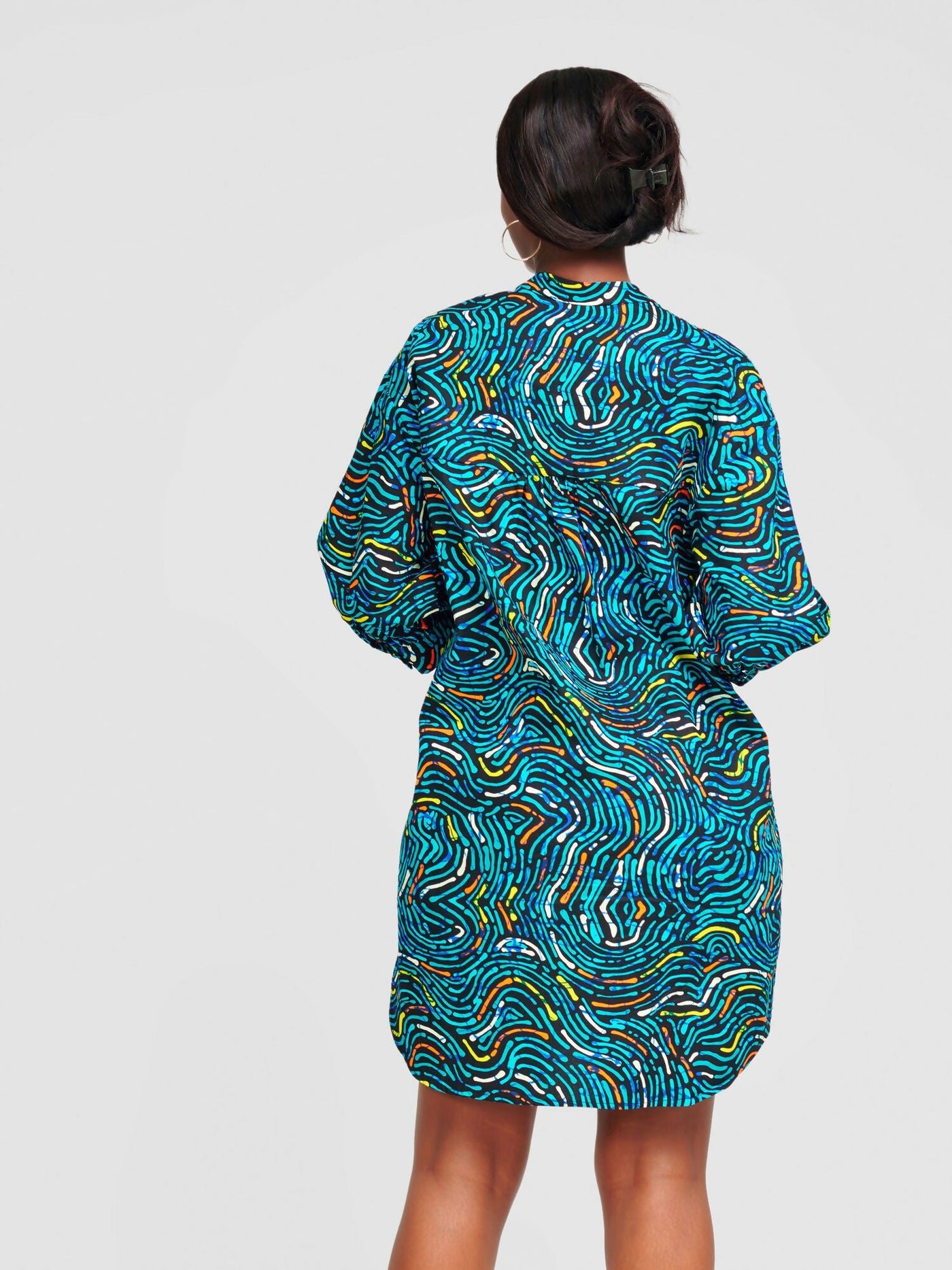 Tuli Nuru Ankara Shirt Dress - Multicoloured Print - Shopzetu