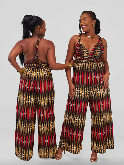 Merli Africa Summer Infinity Jumpsuit - Brown Print - Shopzetu