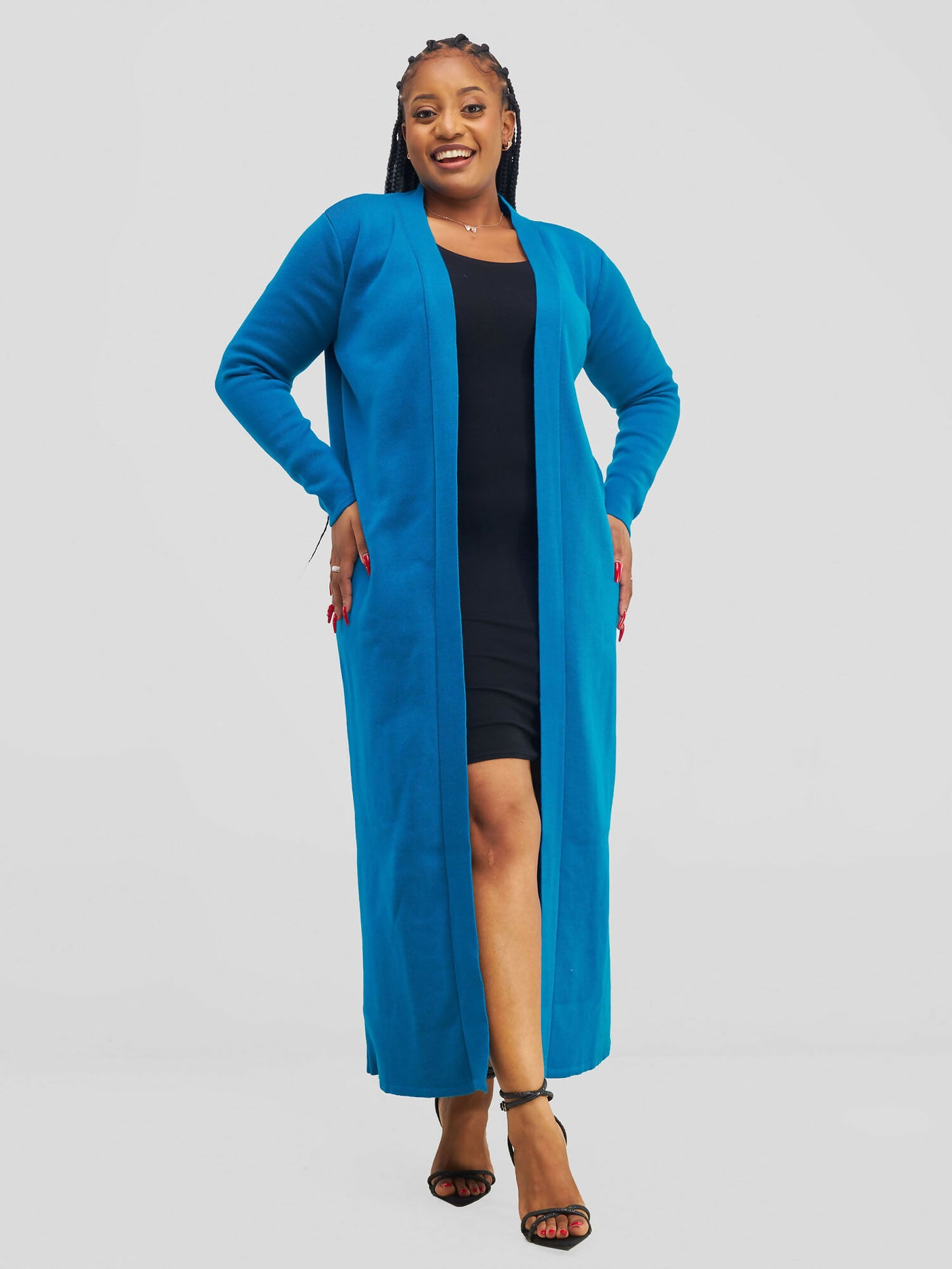 TexStyle Wema Maxi Cardigan Kimono - Azure Blue