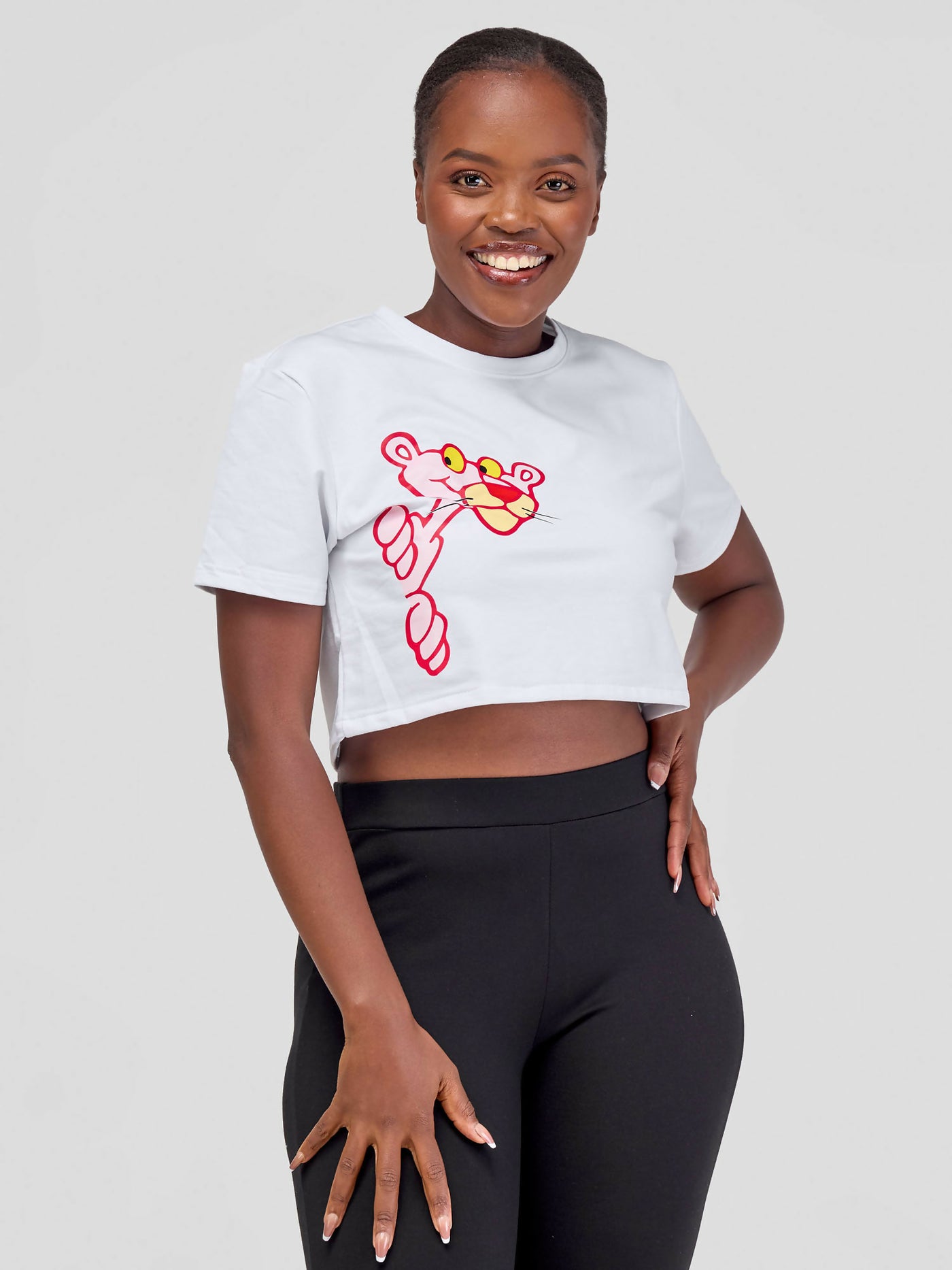 Lumi Fashion Group Crop Top Pink Panther - White