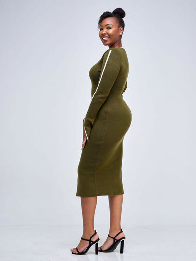 Elsie Glamour Zainabu Knit Dress - Jungle Green - Shopzetu