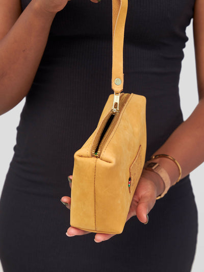 Crafts With Meaning Leather Pouch - Mustard Yellow