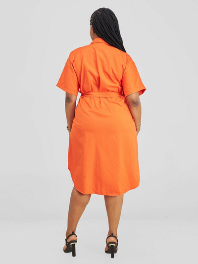 Lizola Elliot Shirt Dress - Orange - Shopzetu