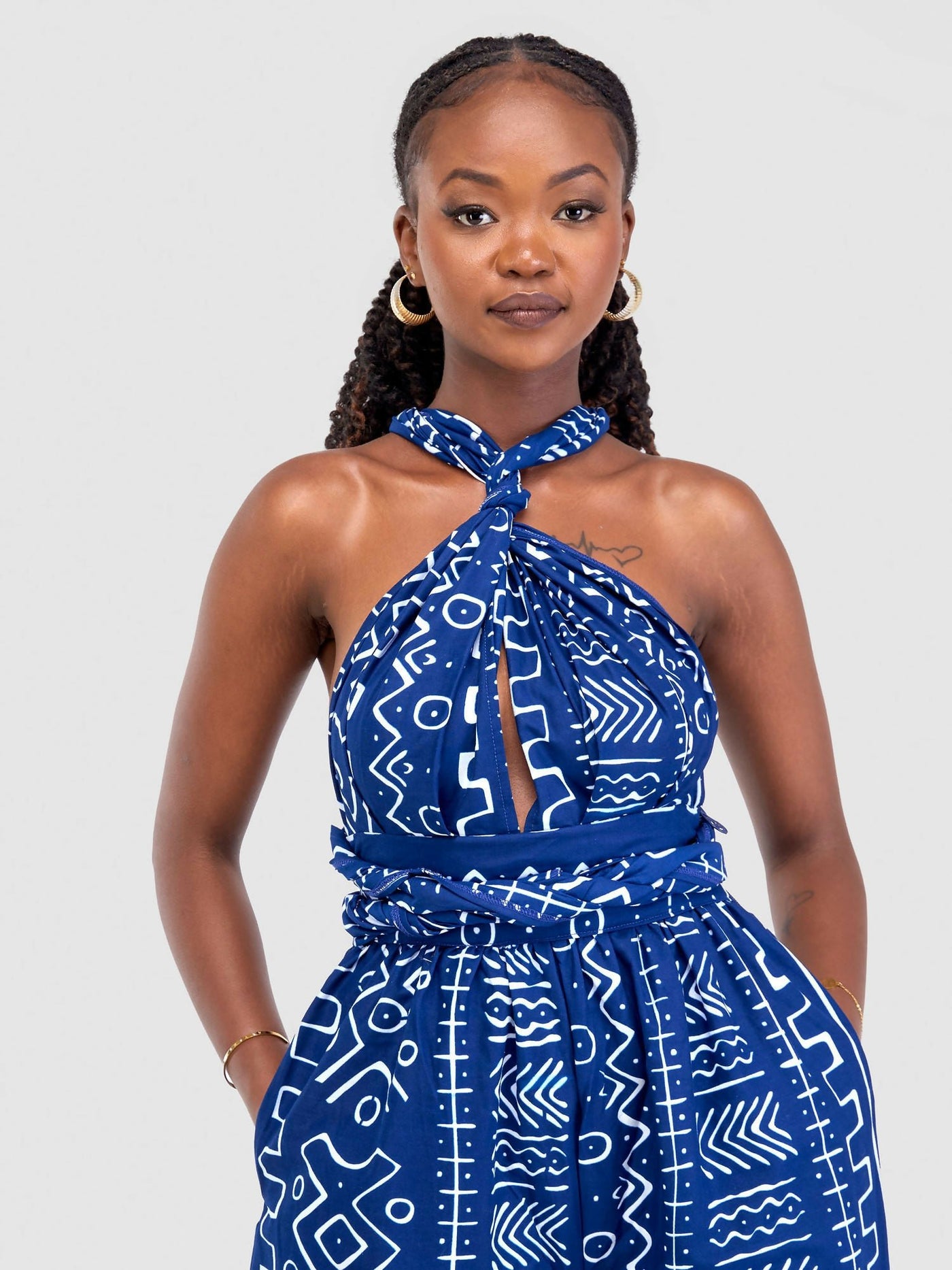 African Yuva Toucan Infinity African Print Jumpsuit - Blue - Shopzetu