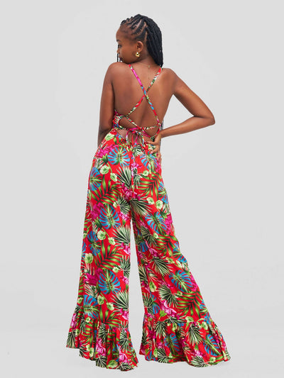 Stella Customized Kenya Spaghetti Strap Backless Jumpsuit - Floral - Shopzetu