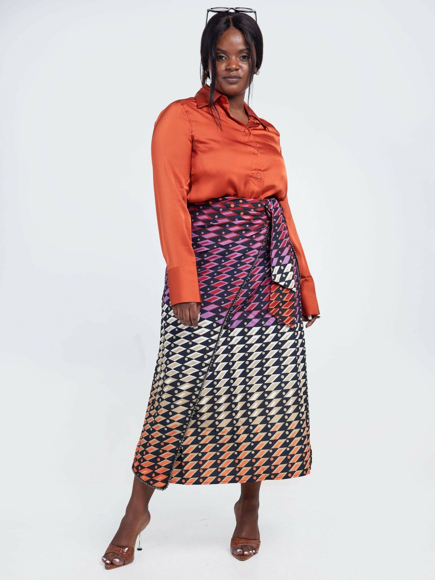 Belle Femme Meet the Parents Skirt Set - Orange - Shopzetu