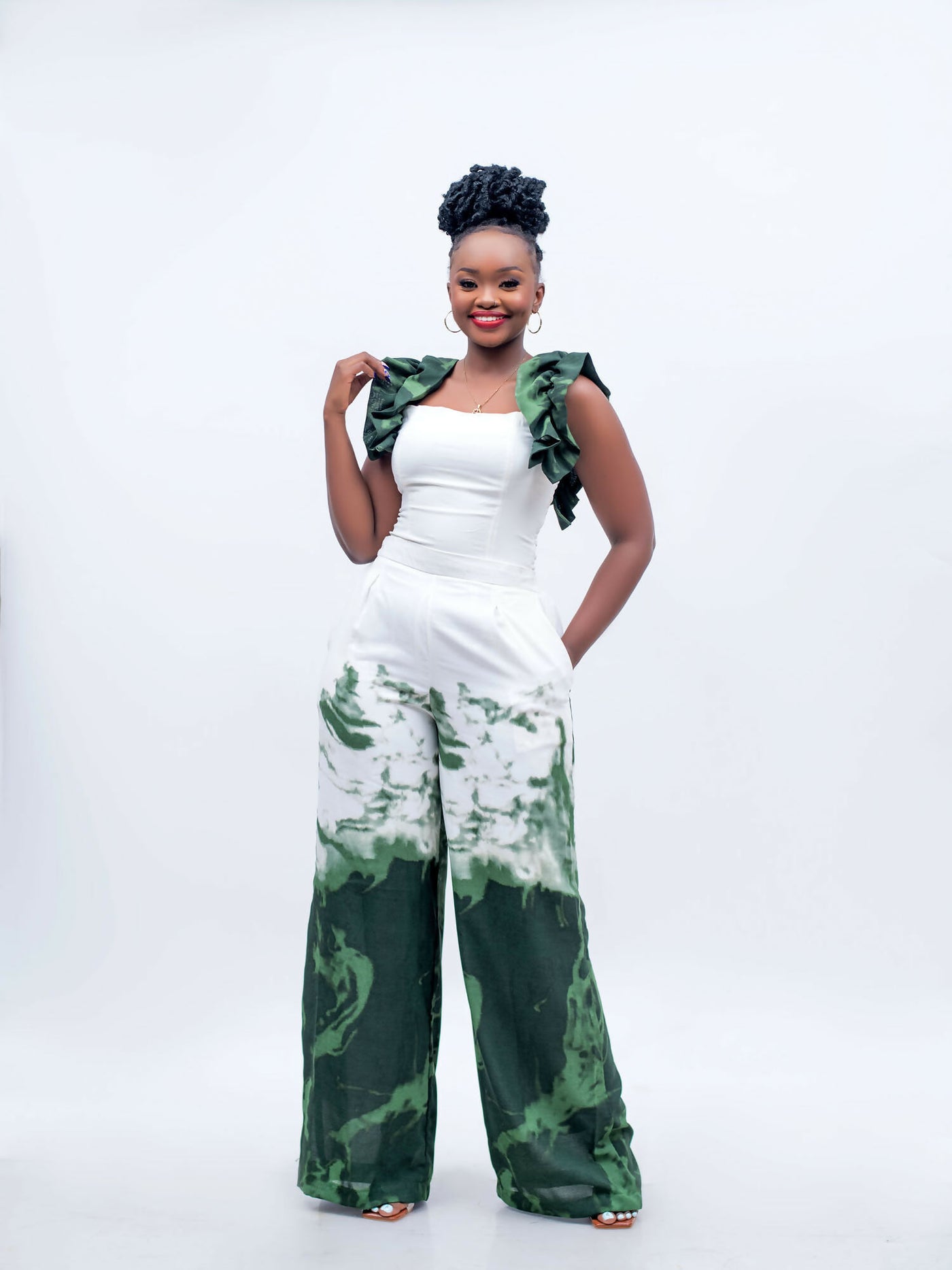 Plainchic Asia Pant Set - Black / Green Tie dye