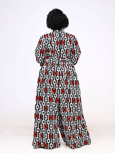 Ancestral House DD Afrocentric Jumpsuit - White Print - Shopzetu