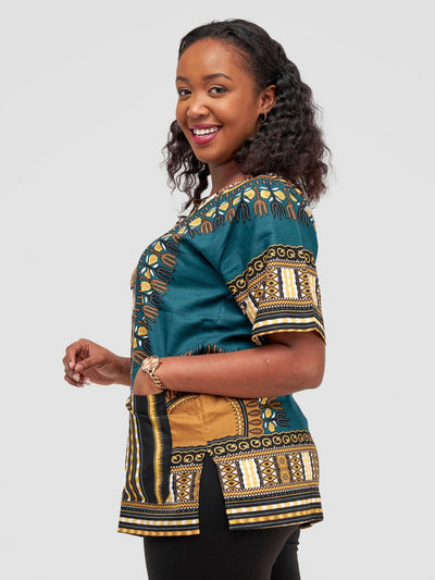 Ankarated Melo Dashiki Shirt - Emerald Green - Shopzetu