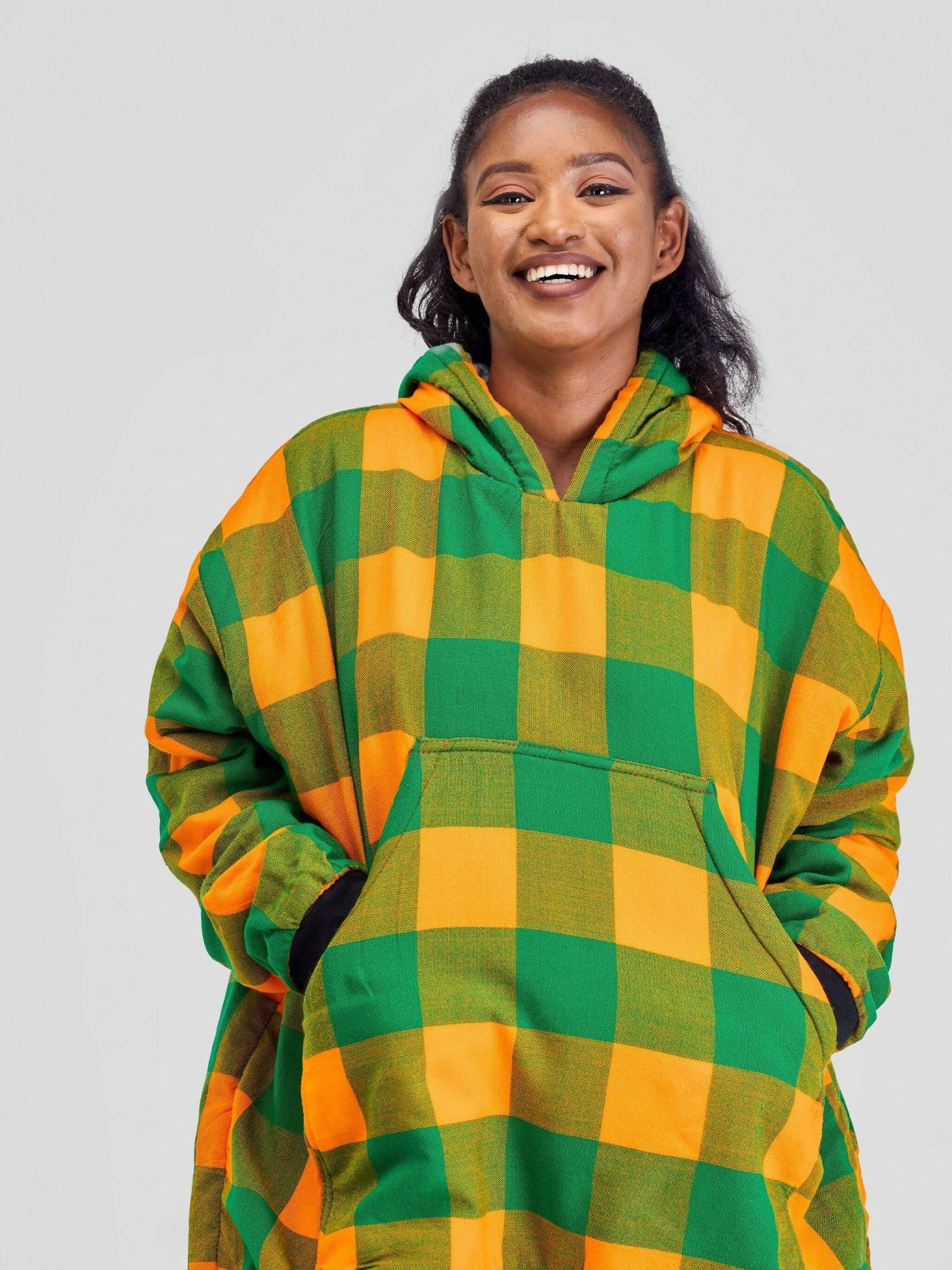 Bhoodie Oversized Wearable Blanket Hoodie - Mustard / Green - Shopzetu