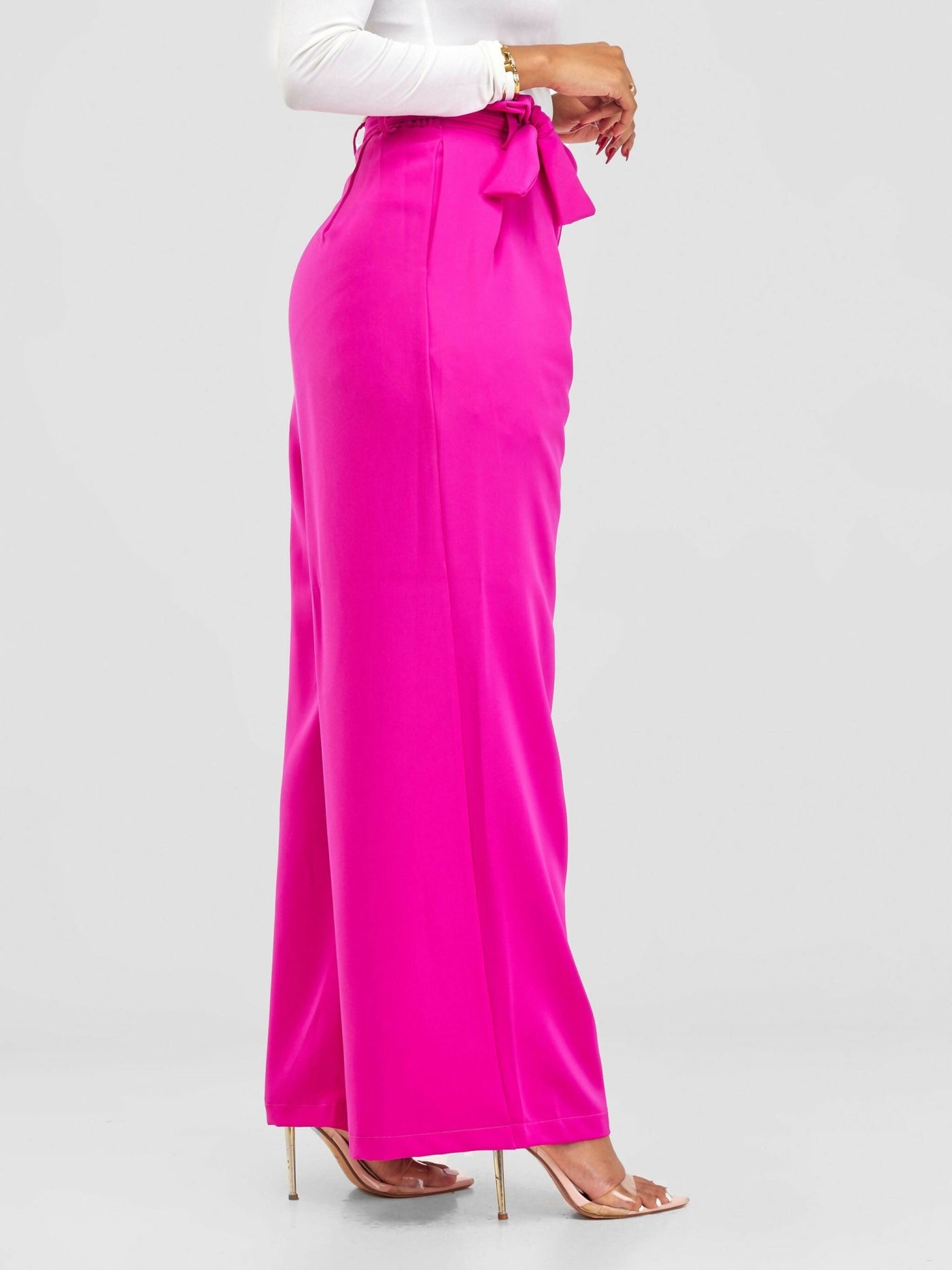 Elsie Glamour Olivia Wide Leg Pants - Fuchsia - Shopzetu