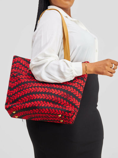 Lelesta Creations Safo Toteally Simple Bag - Red / Black - Shopzetu