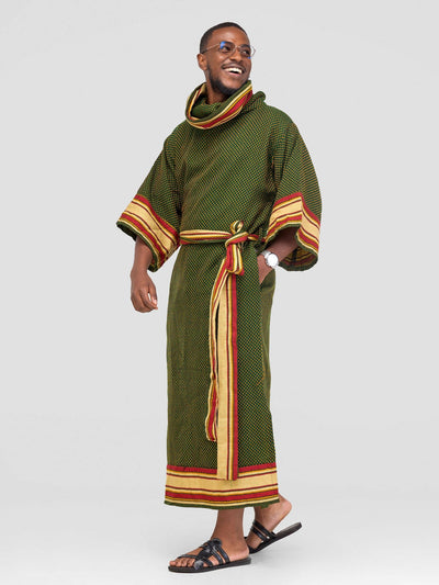 Liquid Lemn Unisex Snoodie Kanzu - Green / Gold Print - Shopzetu