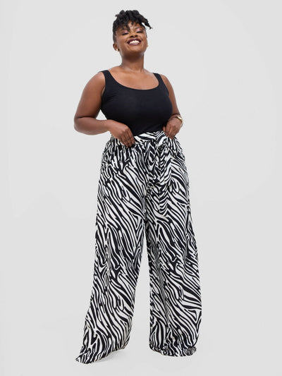 Poised Palazzo Pant - Black / White - Shopzetu