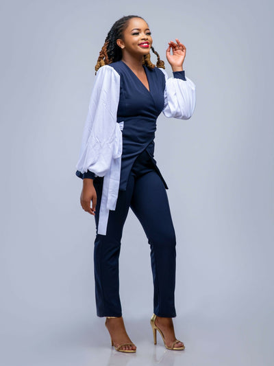 Plainchic Issabella Suit Set - Navy Blue - Shopzetu