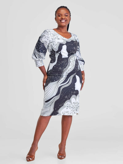 Immaculate Chic Galaxy Print Dress - Black / White - Shopzetu