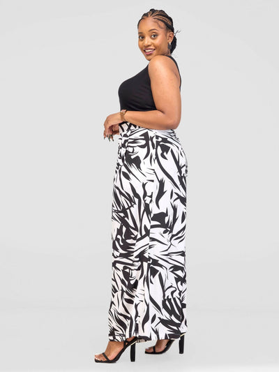 JMC Celestia Palazzo Pants - Black / White Print - Shopzetu