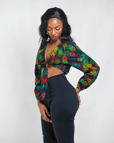 Da'Joy Fashions Urban Chic Ankara Top - Black - Shopzetu