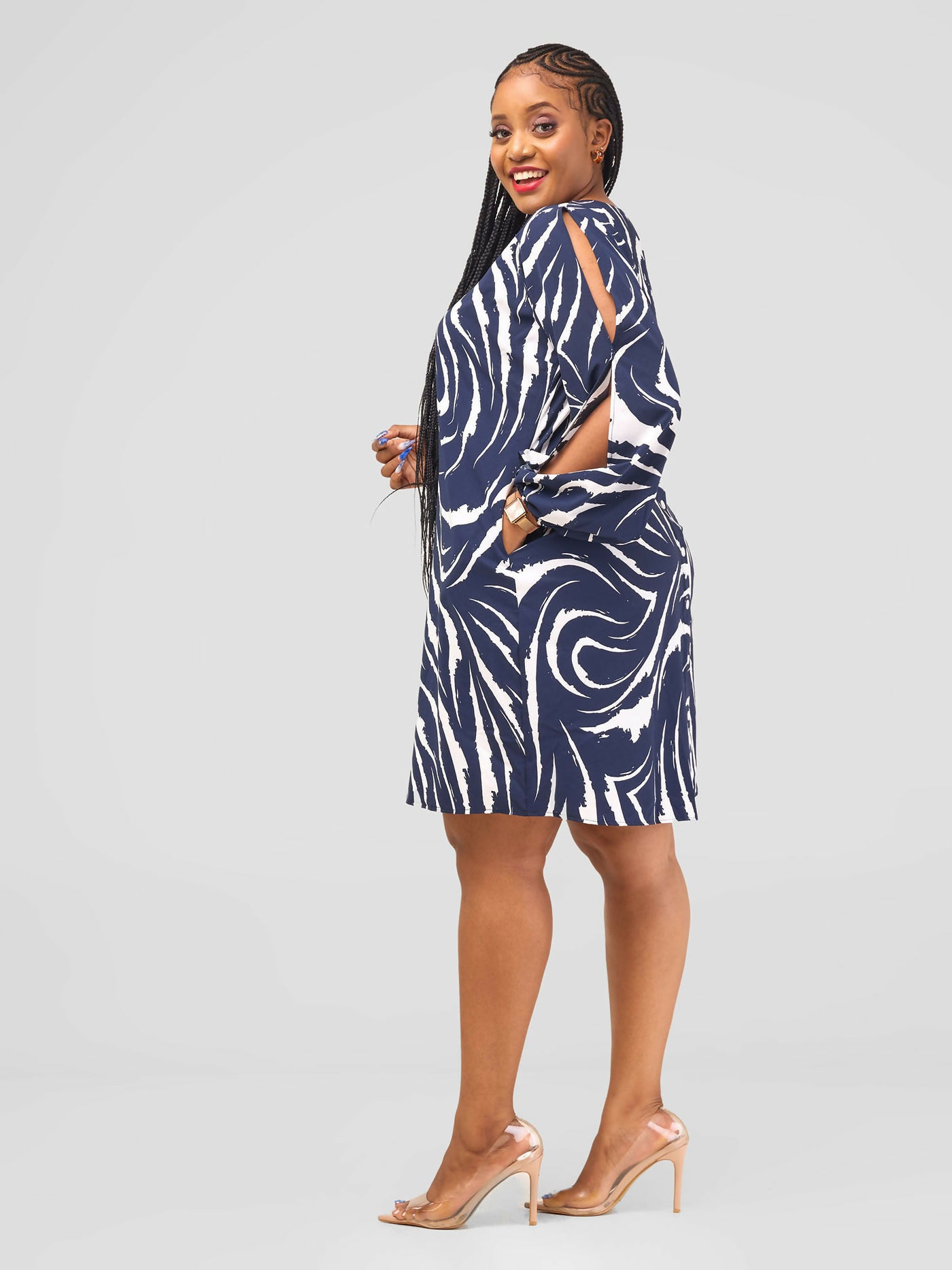 Salok Havilah Wear Masaka Dress - Navyblue Print